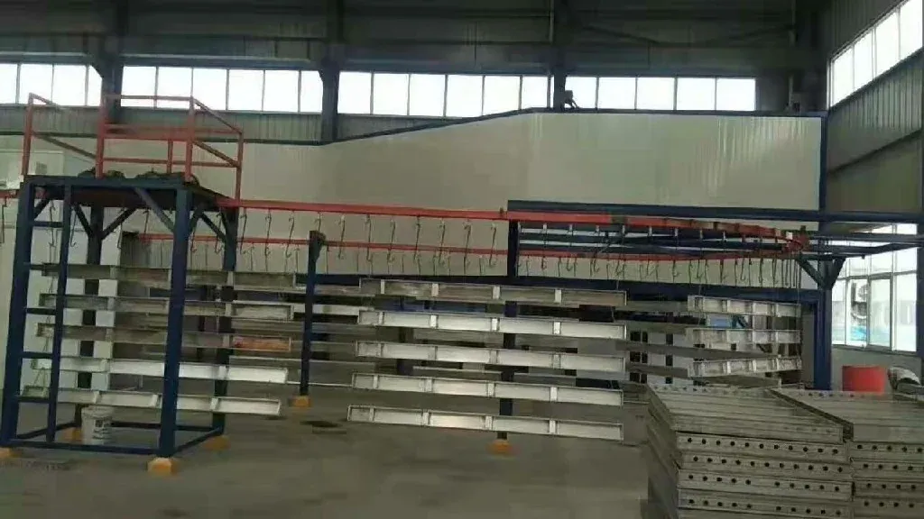 Aluminum formwork on an XFS Equipment powder coating line